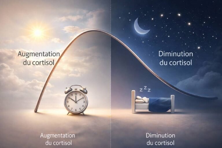 Courbe du rythme circadien du cortisol au fil de la journée