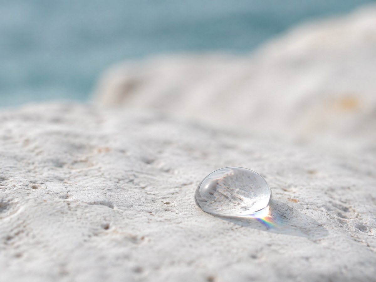 Goutte d’eau sur une pierre poreuse - la biologie de la peau sous la surface